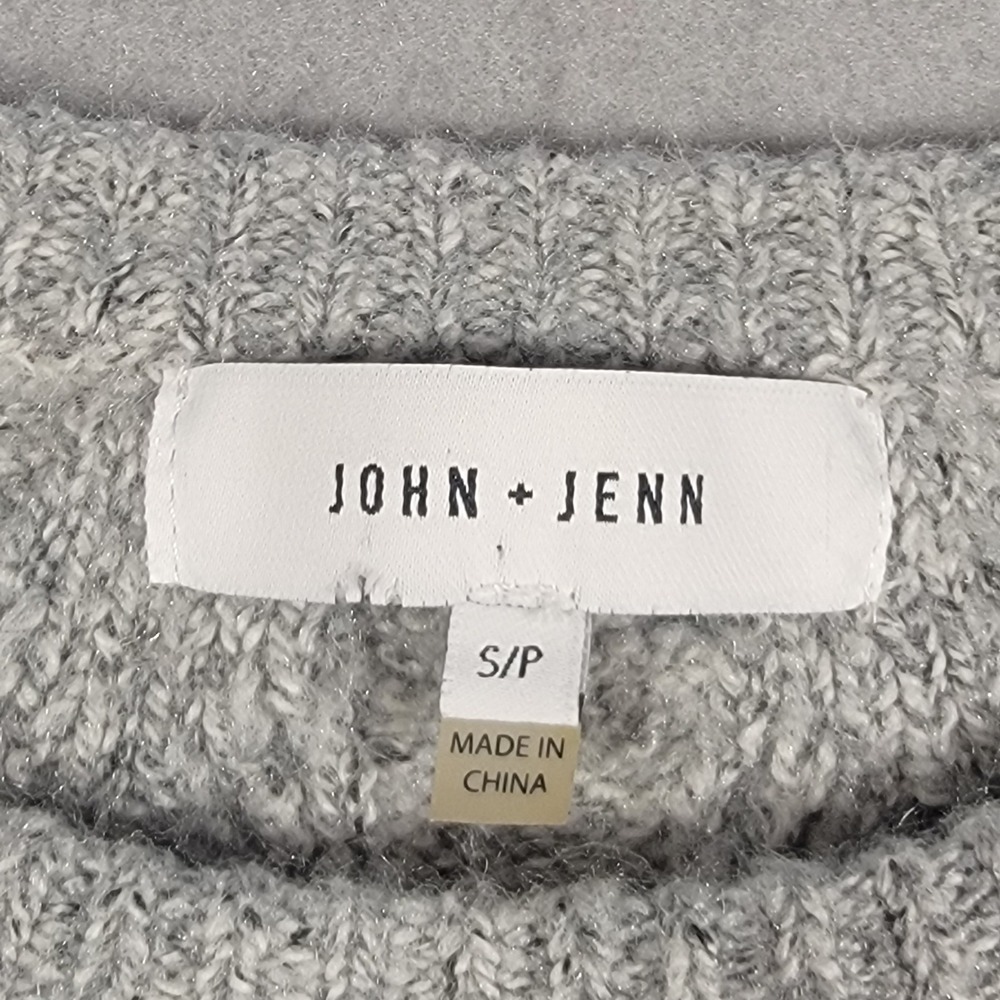 Anthropologie John + Jenn Cable Knit Sweater Women's Size Small Petite Gray - Picture 4 of 10